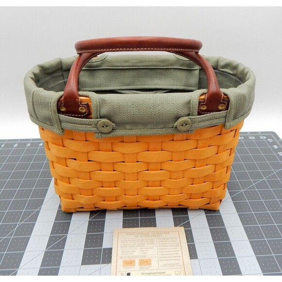 Longaberger 2001 Med Good Old Summertime Boardwalk Basket Sage Liner Protector